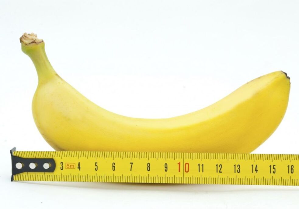 measuring the size of the penis on the example of a banana
